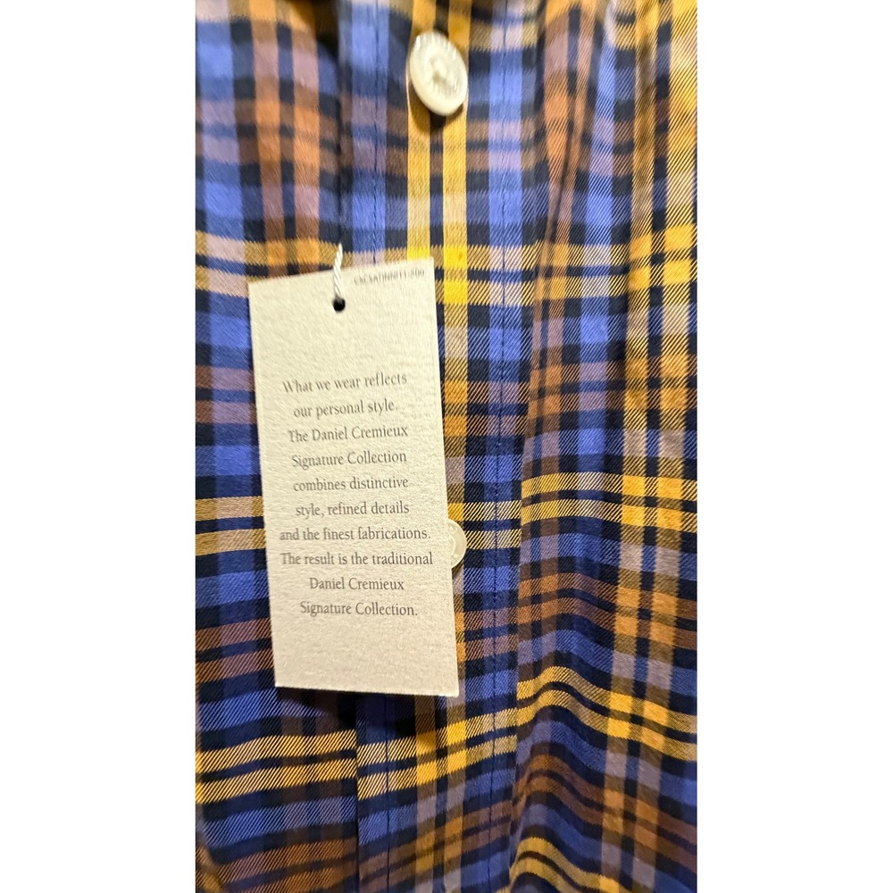 Daniel Cremieux Signature Collection Plaid Shirt Mens XXL Blue Gold Non-Iron NEW - Picture 13 of 15